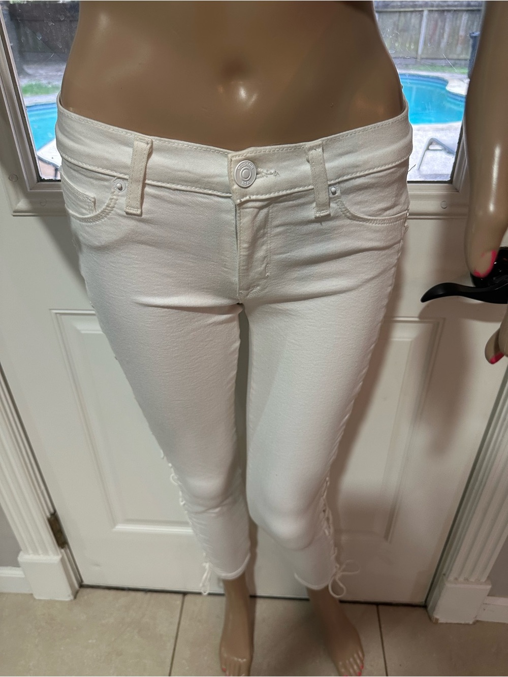 Hudson Lace-Up White Jeans